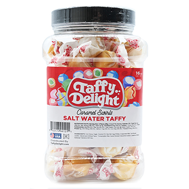 Taffy Delight Caramel Swirls Salt Water Taffy 16oz Jar 